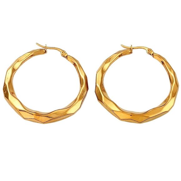 1 1/2 Inch 42mm Hoop Gold Tone Pierced Post Earrings - Picture 5 of 5